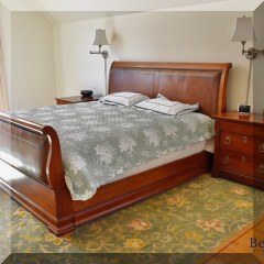 F42. Henredon Registry leather sleigh bed. Mattress not included. 49”h - $1200 